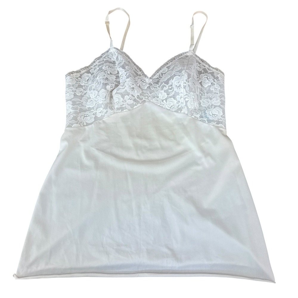JCPenney Gaymode Lace Tank Camisole Vintage 1950s 32 White Coquette Lingerie